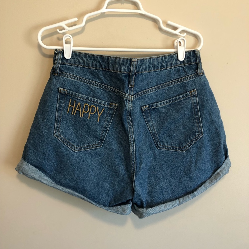 Wild Fable Denim Women's Shorts with Embroidered “Happy” on the Pocket